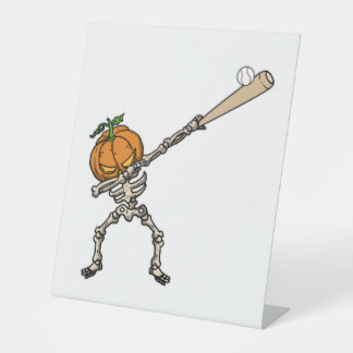 Funny Dabbing Pumpkin Head Baseball Gift Idea Pedestal Sign
