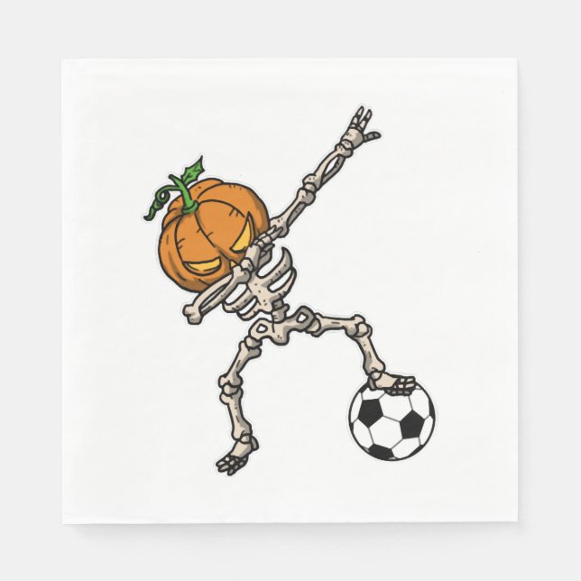 Funny Dabbing Pumpkin Head Soccer Gift Idea Napkin (Front)