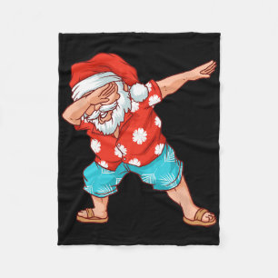 Funny Dabbing Santa Beach Hawaiian Xmas In July Su Fleece Blanket