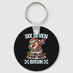 Funny Dabbing Santa Six Seven Bruh Christmas 67 Me Keychain