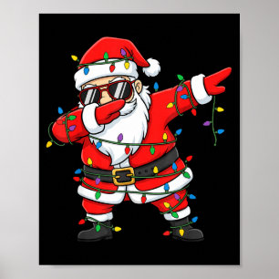Funny Dabbing Santa Xmas Lights Men Boys Girls Chr Poster