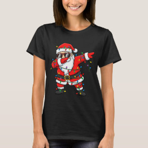 Funny Dabbing Santa Xmas Lights Men Boys Girls Chr T-Shirt