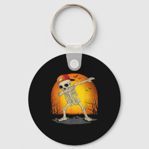 Funny Dabbing Skeleton Skull Halloween For Kids Bo Keychain