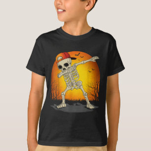 Funny Dabbing Skeleton Skull Halloween For Kids Bo T-Shirt