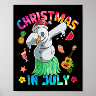 Funny Dabbing Snowman Christmas In July Tie Dye Su Poster