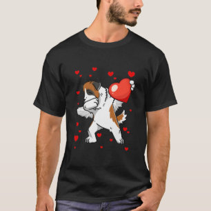Funny Dabbing St Bernard Dog Heart Valentine's Day T-Shirt