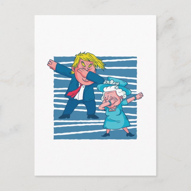 Funny Dabbing Trump Queen England Graphics Cartoon Postcard (Front)