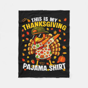 Funny Dabbing Turkey Thanksgiving Pajamas Pjs Srts Fleece Blanket