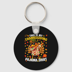Funny Dabbing Turkey Thanksgiving Pajamas Pjs Srts Keychain
