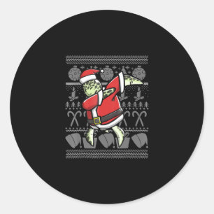 Funny Dabbing Turtle Pet Ugly Christmas Holloween Classic Round Sticker