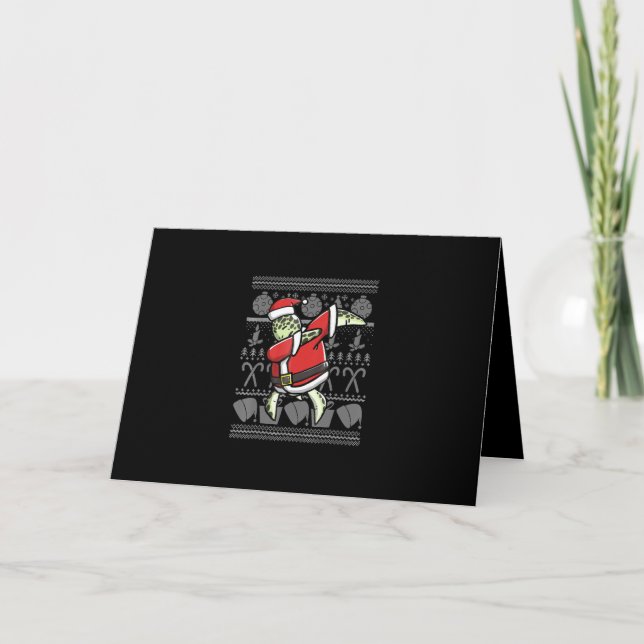 Funny Dabbing Turtle Pet Ugly Christmas Holloween Holiday Card (Front)