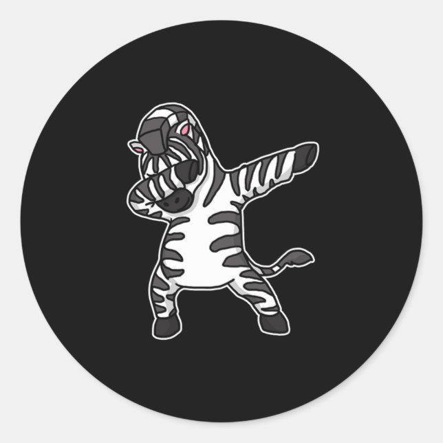 Funny Dabbing Zebra Dab Dance Stripe Lover Gift Classic Round Sticker (Front)