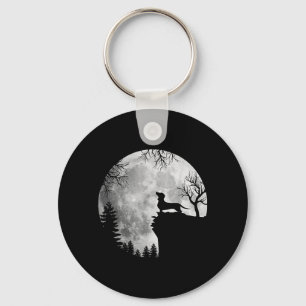 Funny Dachshund And Moon Halloween Dog Lover Keychain