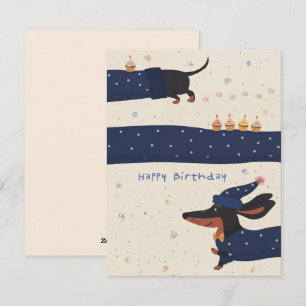 Funny Dachshund Birthday Card Cute Dog Art Gift