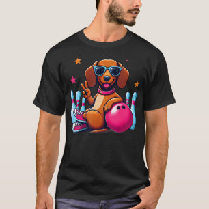 Funny Dachshund Bowling Funny Dog Playing T-Shirt