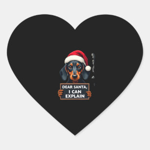 Funny Dachshund Christmas Dear Santa I Can Explain Heart Sticker