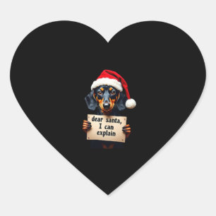 Funny Dachshund Christmas Dear Santa I Can Explain Heart Sticker