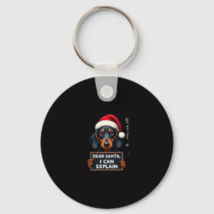 Funny Dachshund Christmas Dear Santa I Can Explain Keychain