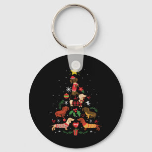 Funny Dachshund Christmas Tree Keychain