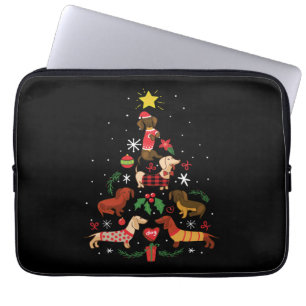 Funny Dachshund Christmas Tree Laptop Sleeve