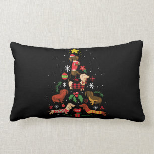 Funny Dachshund Christmas Tree Lumbar Pillow