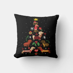 Funny Dachshund Christmas Tree Throw Pillow