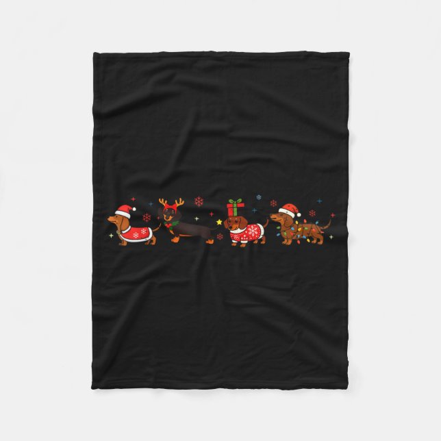 Funny Dachshund Christmas Weenie Dog Lover Cute Me Fleece Blanket (Front)