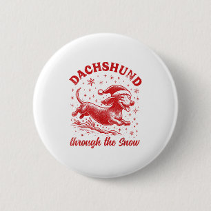 Funny Dachshund Christmas Wiener Dog Cute Doxie Lo 2 Inch Round Button