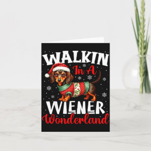 Funny Dachshund Cute Christmas Dog Lover Walking I Card