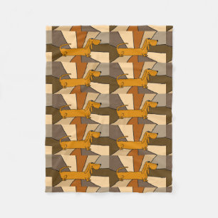 Funny Dachshund Dog Abstract Fleece Blanket