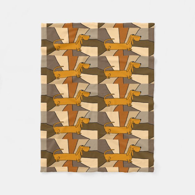 Funny Dachshund Dog Abstract Fleece Blanket (Front)