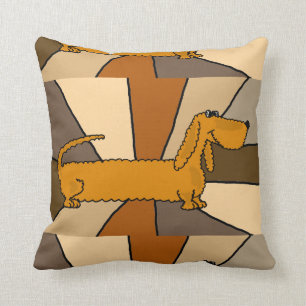 Funny Dachshund Dog Art Throw Pillow