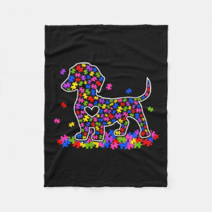 Funny dachshund dog autism awareness puppy lover fleece blanket