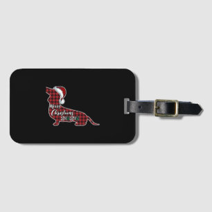 Funny Dachshund Dog Christmas Luggage Tag