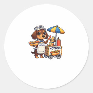 Funny Dachshund Dog Doxie Sausage Hotdog Sandwich Classic Round Sticker