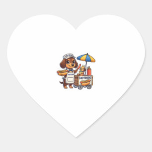 Funny Dachshund Dog Doxie Sausage Hotdog Sandwich Heart Sticker