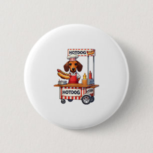 Funny Dachshund Dog Hotdog Sandwich Weenie Sausage 2 Inch Round Button