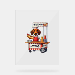 Funny Dachshund Dog Hotdog Sandwich Weenie Sausage Acrylic Sign