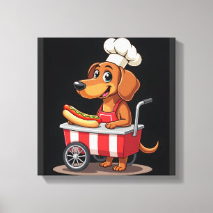 Funny Dachshund Dog Hotdog Sandwich Weenie Sausage Canvas Print