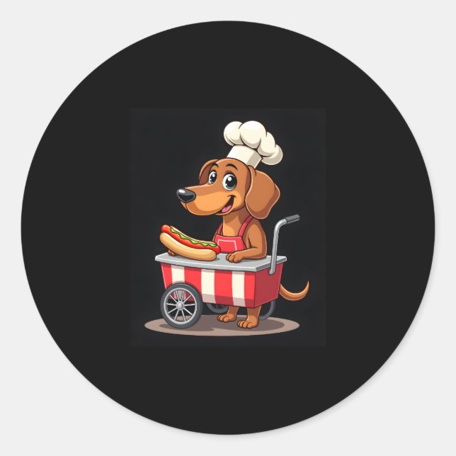 Funny Dachshund Dog Hotdog Sandwich Weenie Sausage Classic Round Sticker (Front)