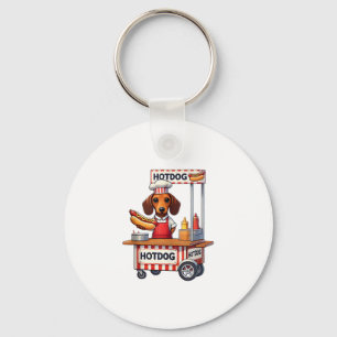 Funny Dachshund Dog Hotdog Sandwich Weenie Sausage Keychain