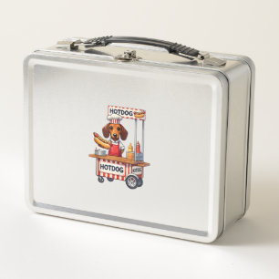 Funny Dachshund Dog Hotdog Sandwich Weenie Sausage Metal Lunch Box