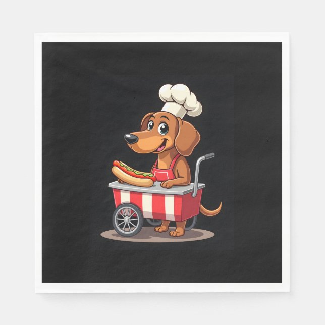 Funny Dachshund Dog Hotdog Sandwich Weenie Sausage Napkin (Front)