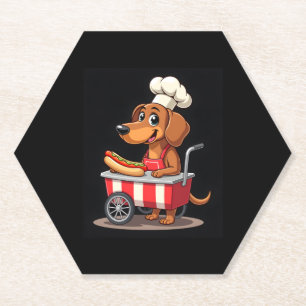Funny Dachshund Dog Hotdog Sandwich Weenie Sausage Paper Coaster