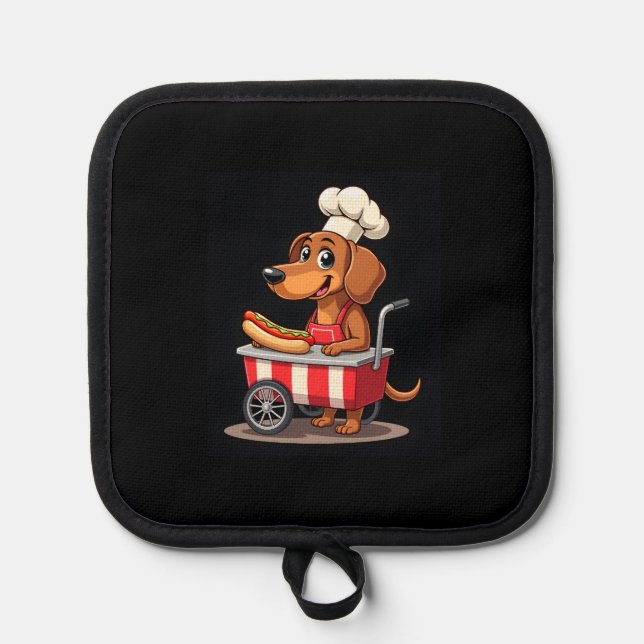 Funny Dachshund Dog Hotdog Sandwich Weenie Sausage Pot Holder (Front)