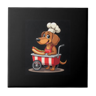 Funny Dachshund Dog Hotdog Sandwich Weenie Sausage Tile