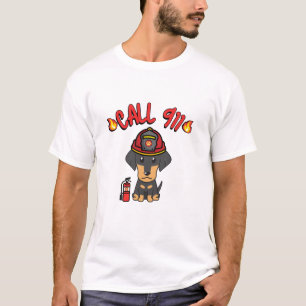 Funny Dachshund dog is a firefighter T-Shirt