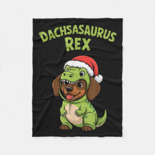 Funny Dachshund Dog T-rex Costume Christmas Kids B Fleece Blanket