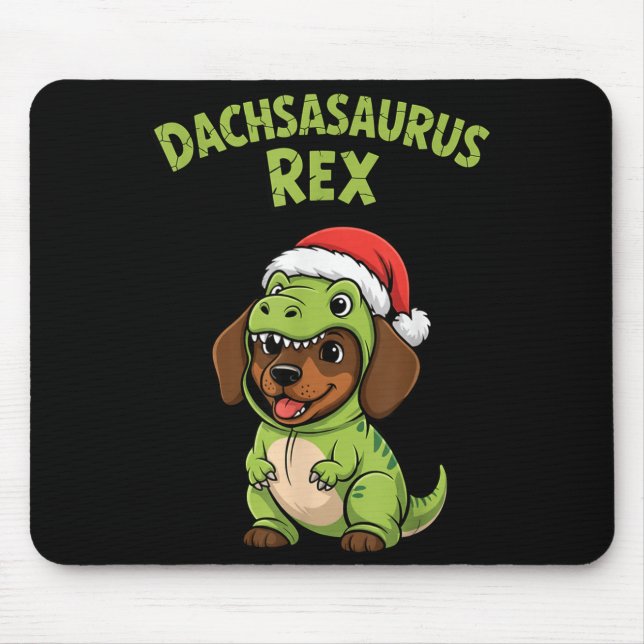 Funny Dachshund Dog T-rex Costume Christmas Kids B Mouse Pad (Front)