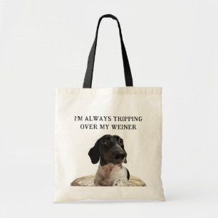 Funny Dachshund Dog   Tripping Over My Weiner Tote Bag